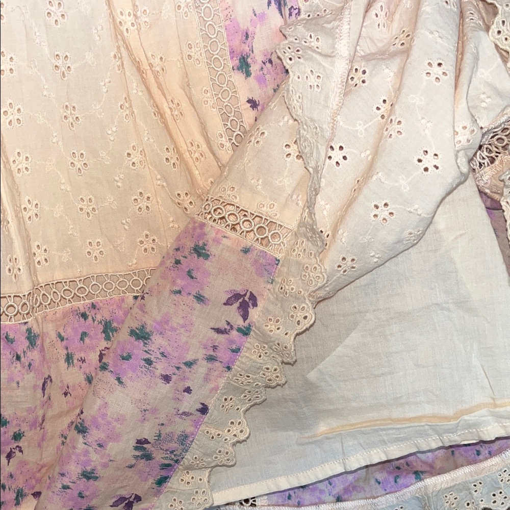 Floral Patchwork Dress with Puff Sleeves - Picture 5 of 11